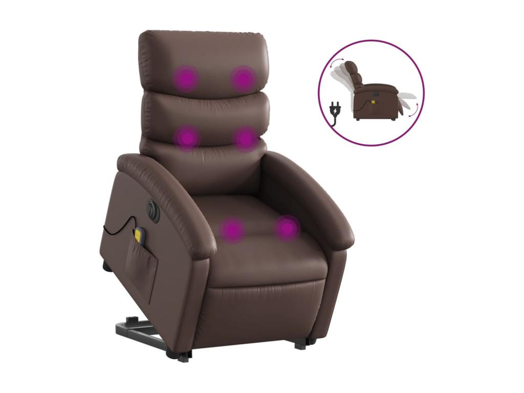 Brown faux leather electric massage recliner chair HOCG80724