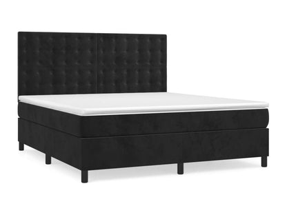 Upholstered bed base with mattress, black, 180x200 cm, velvet, XDVD17795