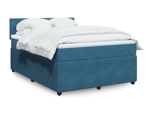 Ventoriq bed base and blue 160x200 cm velvet mattress QRHJ93852