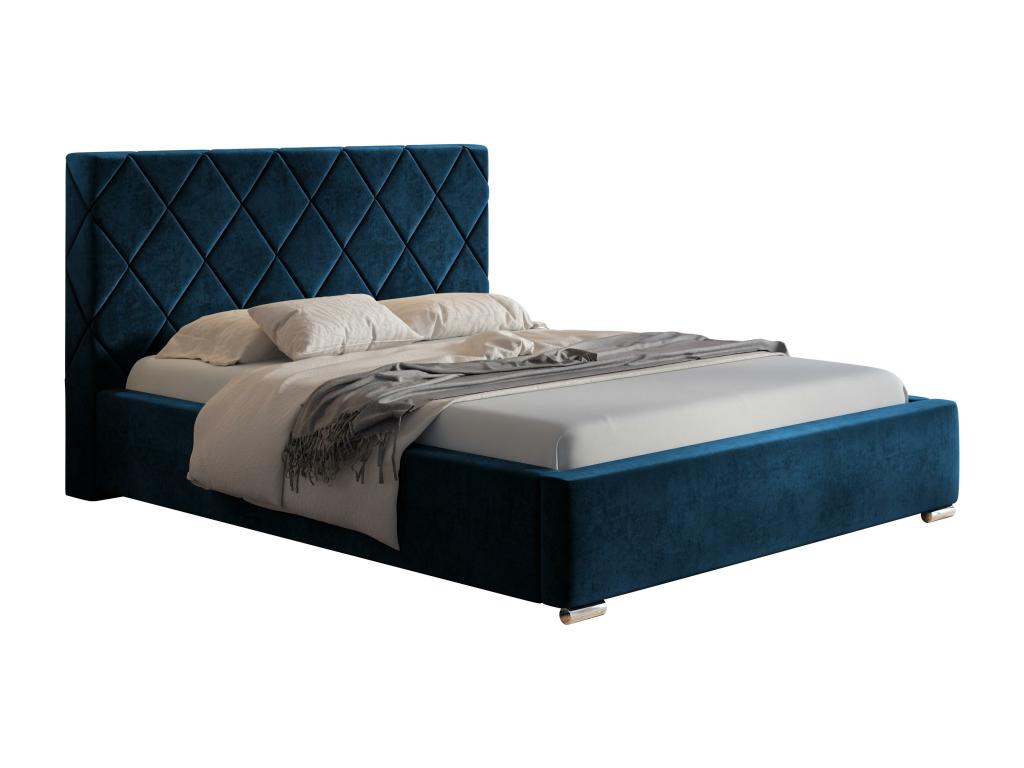 Ventoriq Upholstered Bed 140x200 Ventoriq - Double Bed with Storage Bed 140x200 cm Blue Ventoriq 77 LUBE62441