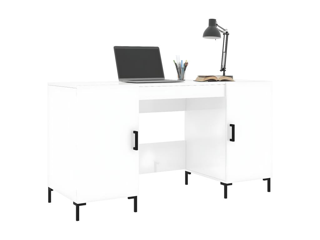 Glossy white desk 140x50x75 cm Engineered wood HSPE42987
