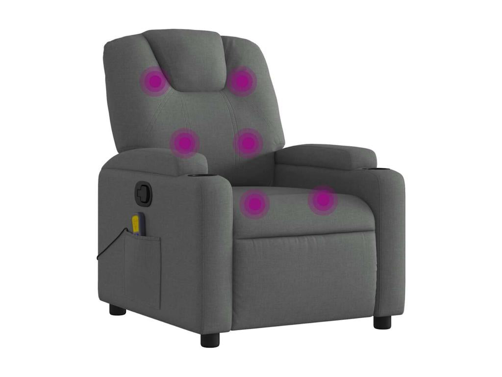 Dark Grey Reclining Massage Chair, Fabric DHID27634