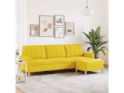 3-seater sofa with footrest, light yellow, 210 cm, fabric, HTDB14710