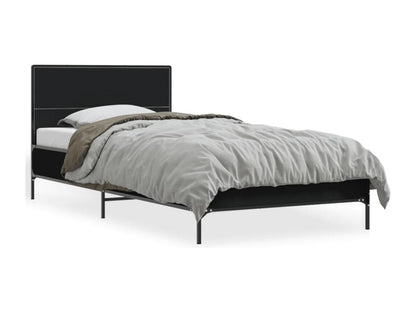 Black bed frame 75x190 engineered wood and metal UEGY51615