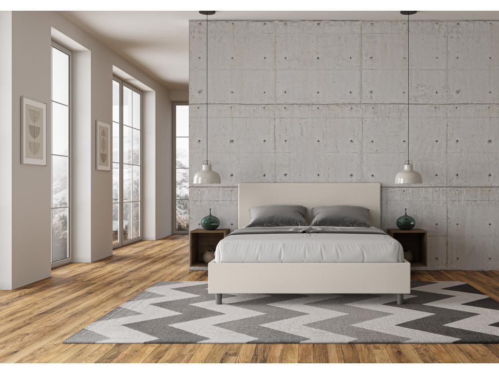 Ventoriq JJWF75284 bed with upholstered slatted base, 160x190 cm, white faux leather