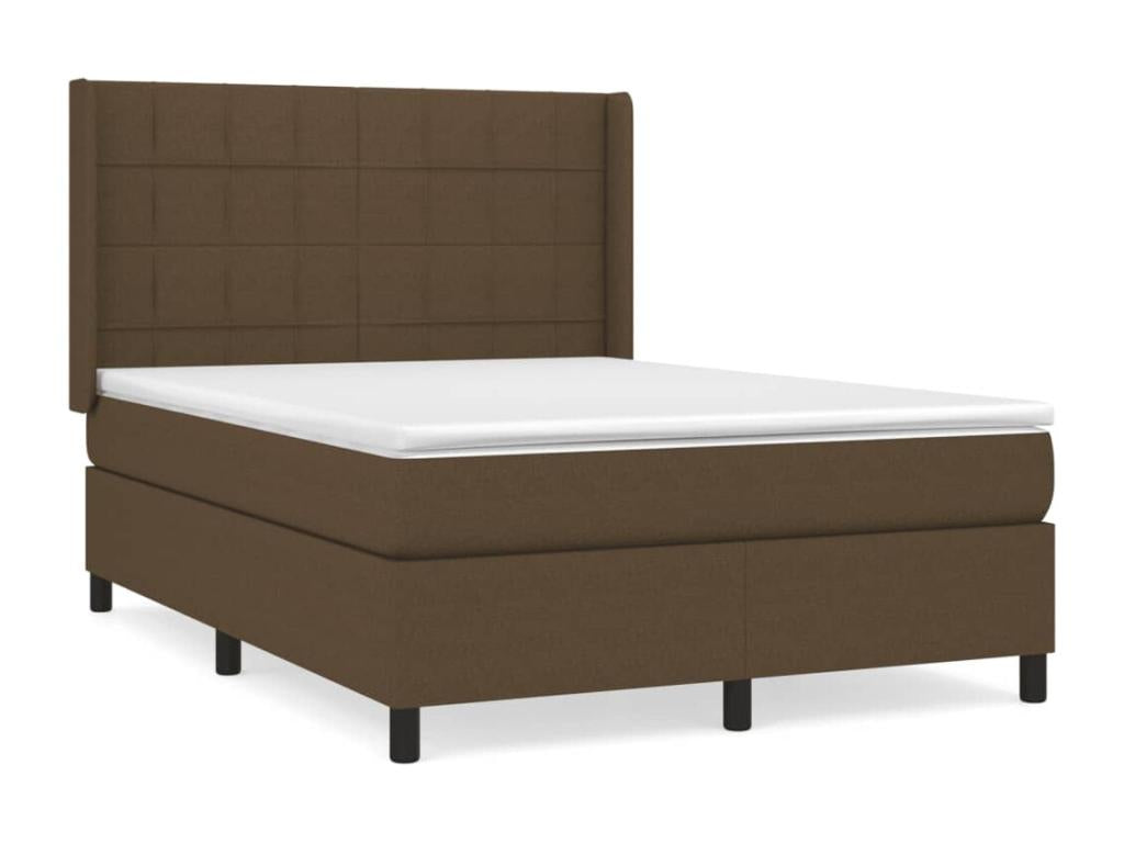 Upholstered bed base with mattress, dark brown, 140x190 cm, VKOW55199