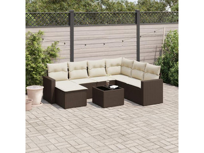 8-piece garden furniture set with brown resin wicker cushions MOBH45436