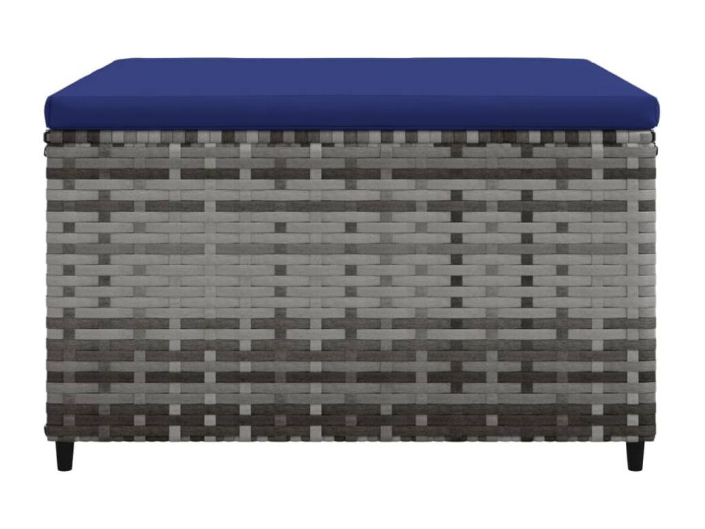Garden footrest and cushions, 2 pcs, grey woven resin, IEHI08372