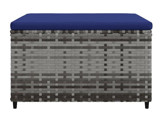 Garden footrest and cushions, 2 pcs, grey woven resin, IEHI08372