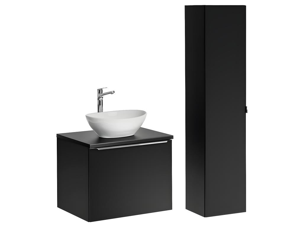 Eros Black UMEX05748 Single Basin Vanity Unit (60cm) and Tall Cabinet