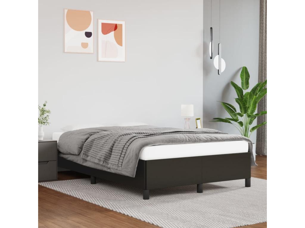 Black bed frame 120x190 cm faux leather RNCB67852
