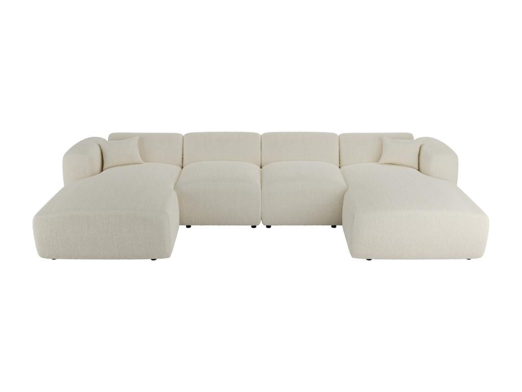 Ventoriq IMEZ62099 Large Panoramic Corner Sofa in White Bouclé Fabric