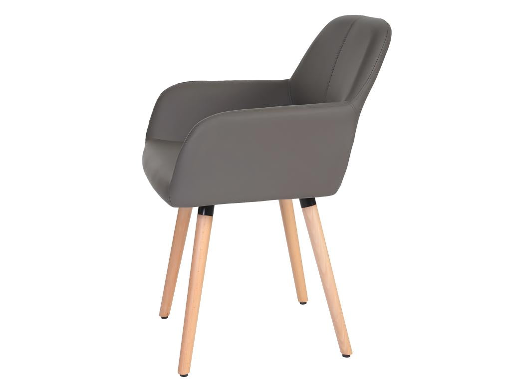 6x Ventoriq-A50 II dining chair, retro 1950s design armchair - grey faux leather NPYZ23876