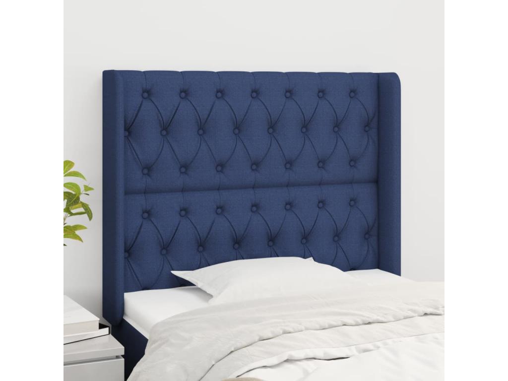 Headboard with wings, Blue, 93x16x118/128 cm, Fabric FWXX16799