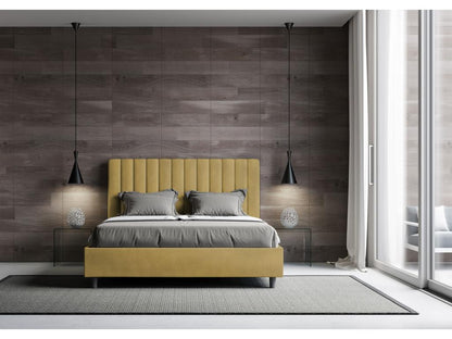 Ventoriq NCRN79639 Upholstered Bed without Slatted Base 160x200 Ochre Microfiber