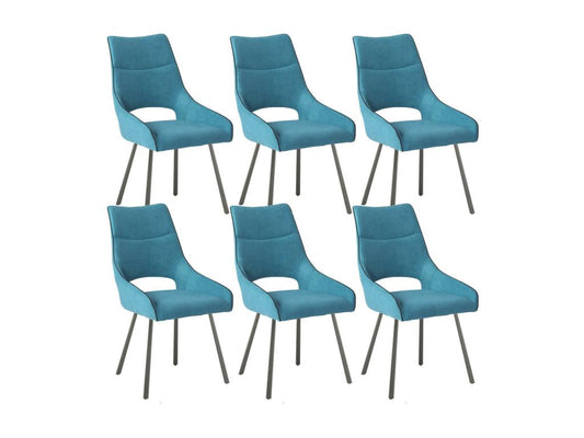 Ventoriq - Set of 6 Fabric Chairs, Blue PYXN47876