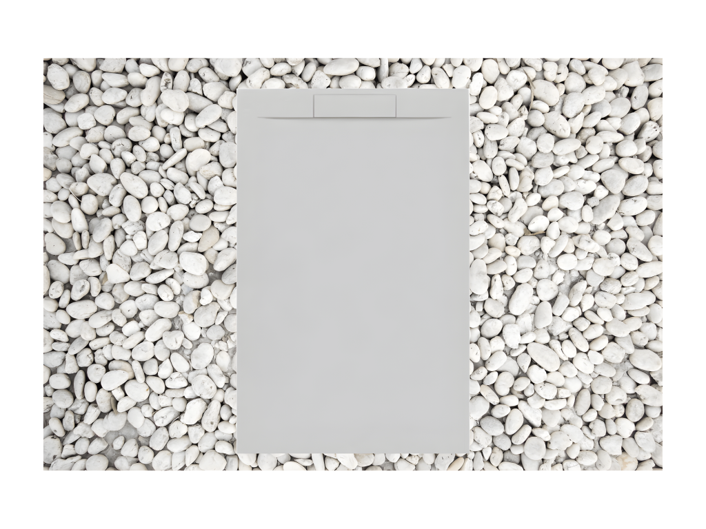 125x70 cm Grey Ventoriq Shower Tray, Ventoriq PLUS Line, Resin and Marble Powder, with Side Grid, Marble Resin, UVEE89588