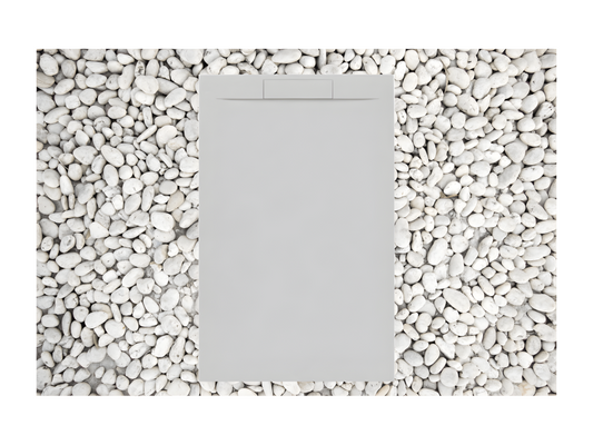 125x70 cm Grey Ventoriq Shower Tray, Ventoriq PLUS Line, Resin and Marble Powder, with Side Grid, Marble Resin, UVEE89588