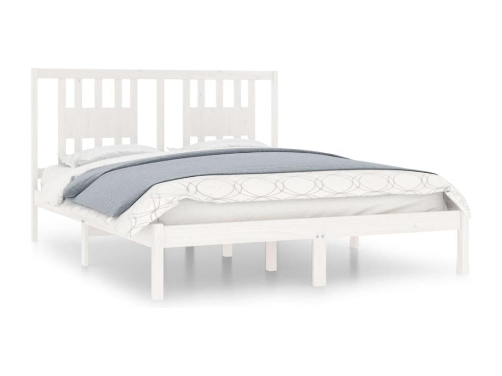 White bed frame, solid pine wood, 160x200 cm, UDUI72078