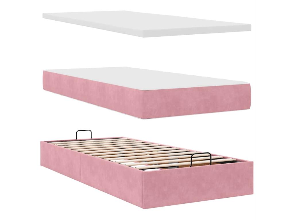 Ottoman bed frame with pink velvet mattress 160x200 cm MVWR77282
