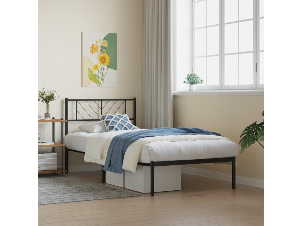 Metal bed frame with black headboard 90x200 CJDY53504