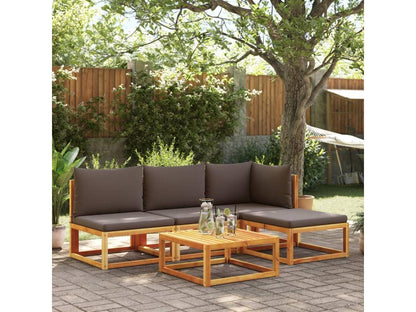 5-piece garden furniture set with cushions, solid Ventoriq wood, YPNX47860