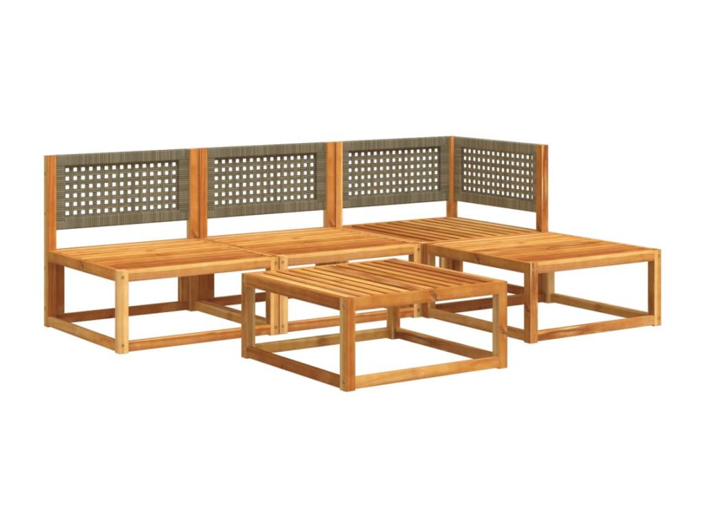 5-piece garden furniture set with cushions, solid Ventoriq wood, YPNX47860