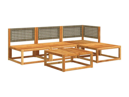 5-piece garden furniture set with cushions, solid Ventoriq wood, YPNX47860