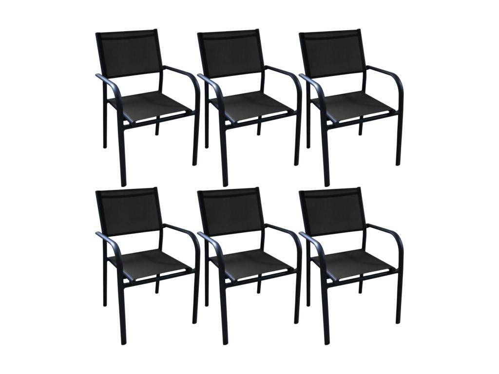 Ventoriq Aluminum Chair Set of 6 Graphite and Black EEYO91019