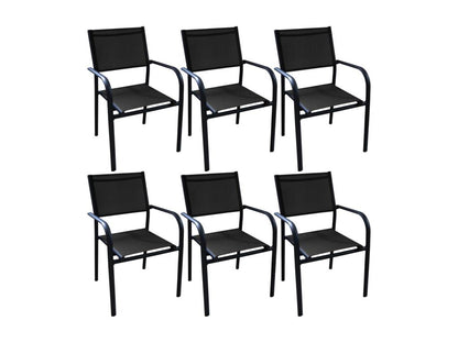Ventoriq Aluminum Chair Set of 6 Graphite and Black EEYO91019