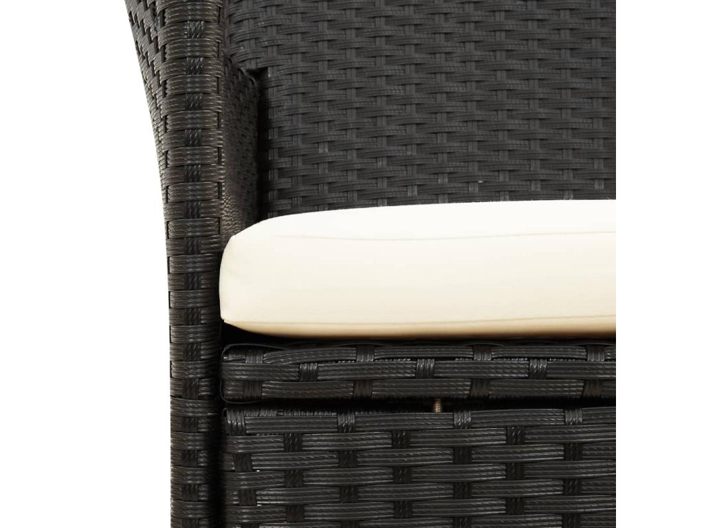 5-piece outdoor lounge set with cushions, black wicker resin, 2 RQXY31629