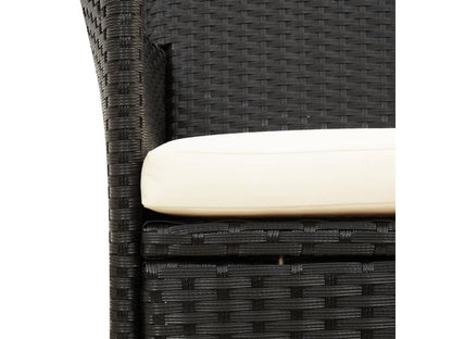 5-piece outdoor lounge set with cushions, black wicker resin, 2 RQXY31629