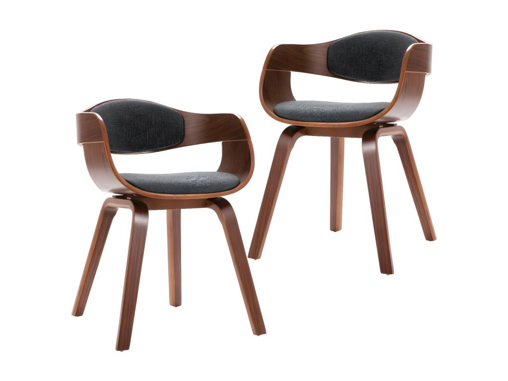 Dining chairs, set of 2, bentwood and grey fabric, CMLF64052