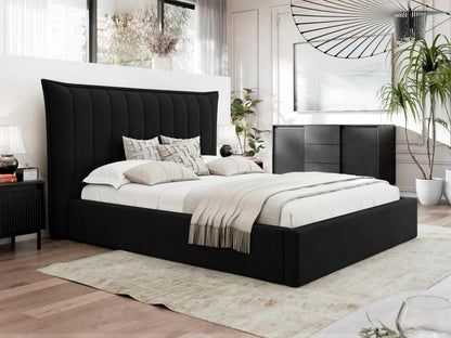 Ventoriq 382 Double Black Bed 160x200 Upholstered Slatted Base 210x224x122cm BFGU62435