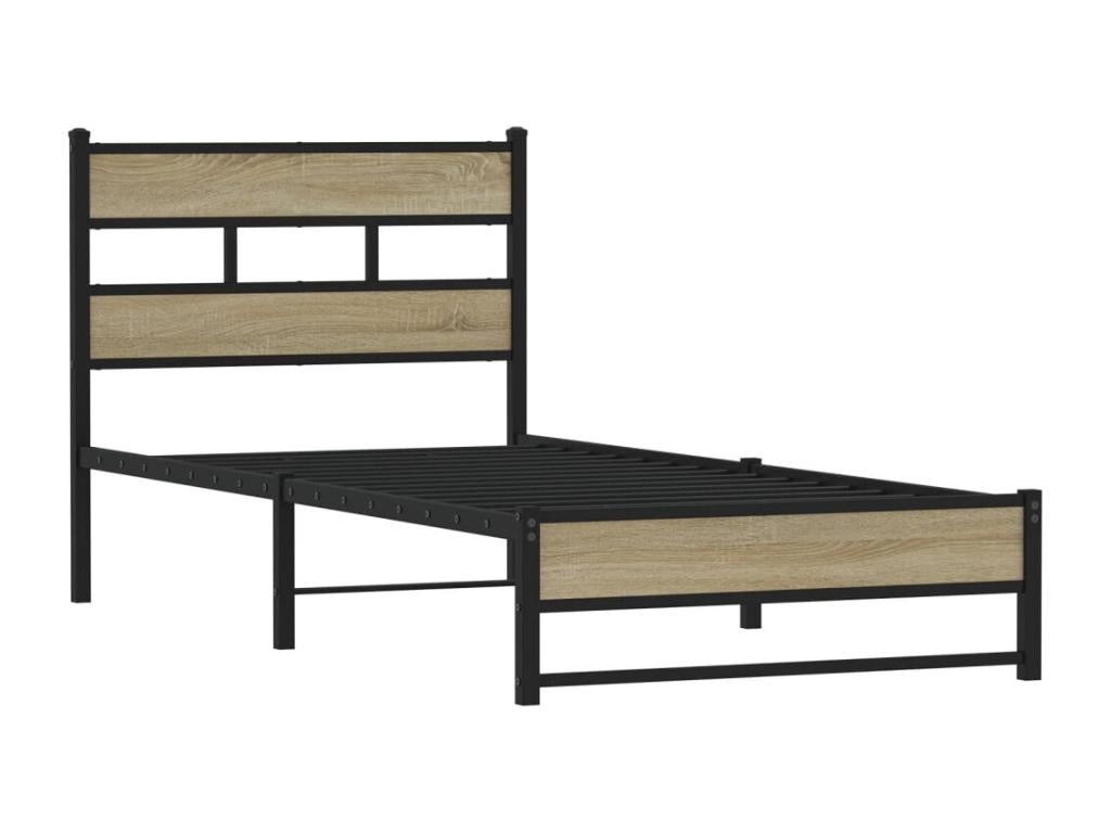 Ventoriq 90x200 cm oak metal bed frame without mattress KBXY90993