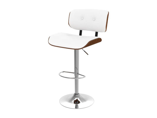 Adjustable bar stool in white PU leather, 65/86 cm - Ventoriq QUWJ30020
