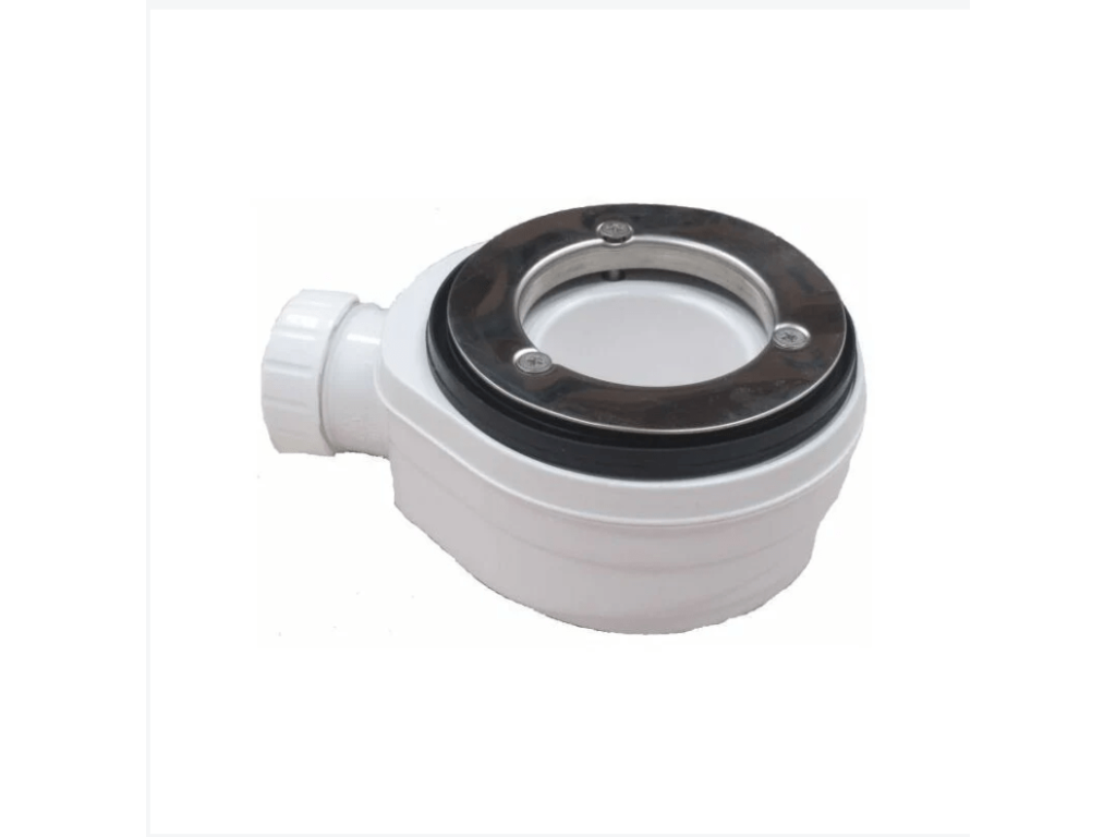 140x115 cm Ventoriq Extra Thin Shower Tray, Light Grey RAL 7035, in Synthetic Resin and Marble Powder with Freestanding Drain YBND12669