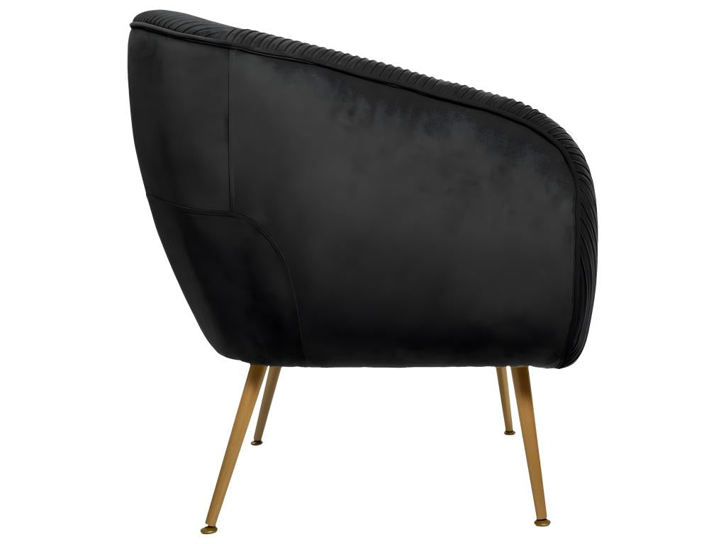 Black velvet armchair with ventilation and gold metal legs JBXO83096