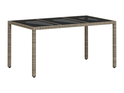 Garden table with light grey glass top and woven resin ZROR34947