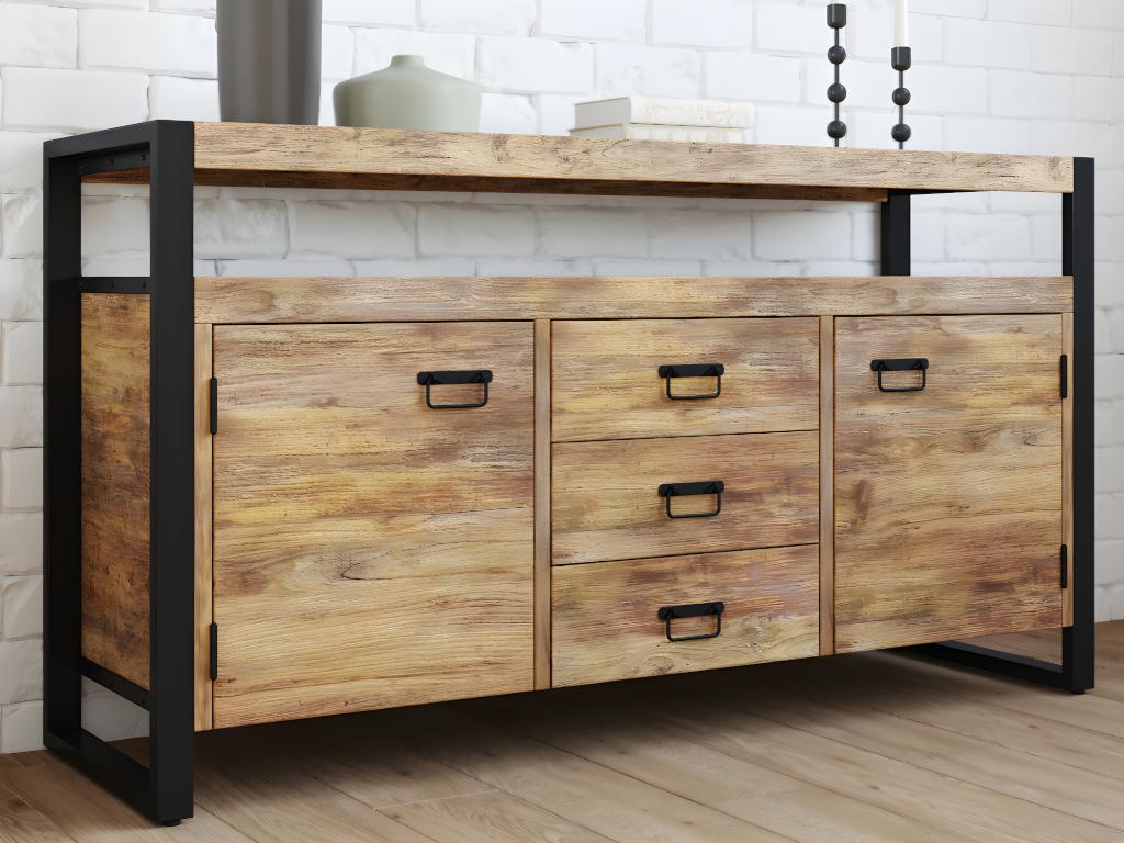 Ventoriq Sideboard - 2 doors / 3 drawers - Mango wood / metal KJQV55322