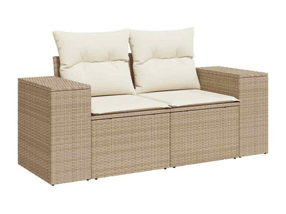 Garden furniture set with cushions, 6 pieces, beige woven resin, UCRV47211