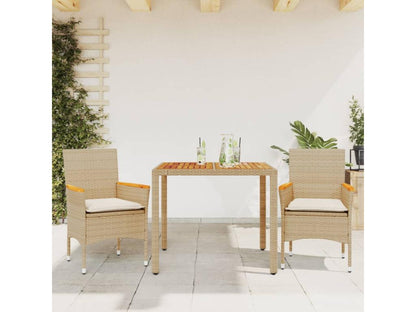 3-piece beige rattan garden dining set and cushions by Boislis HGWW64900