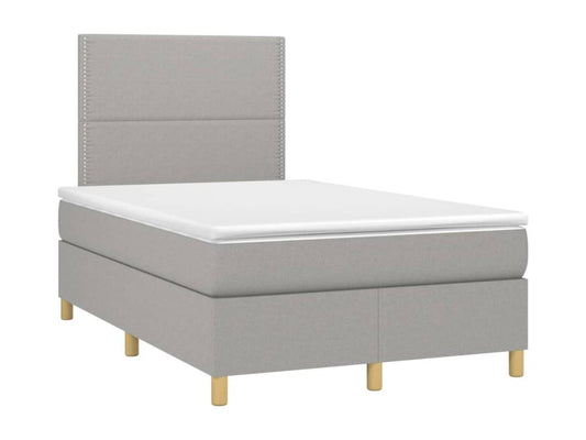 Upholstered bed base with mattress, light grey, 120x200cm, fabric BHOG84111