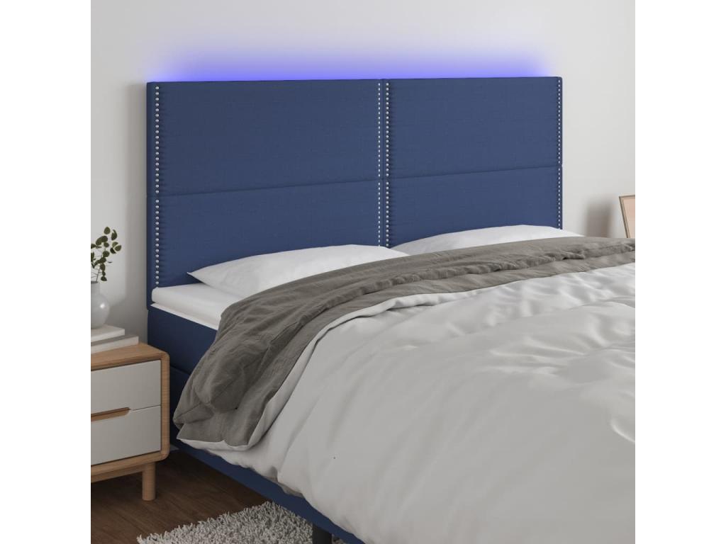 Blue LED Headboard 200x5x118/128 cm Fabric TDIX36016
