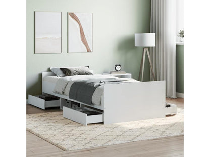 Bed frame with headboard and footboard, white, 90x200 TRXQ66532