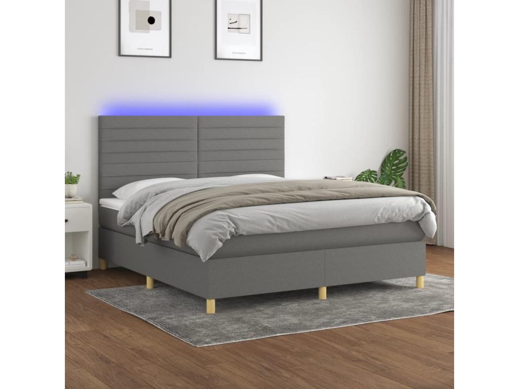 Ventoriq bed base and mattress with LED lighting, Dark Grey, 160x200 cm OAWN19509