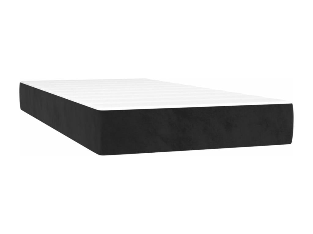 Upholstered bed base with mattress, black, 90x190 cm, velvet, AQDC68860