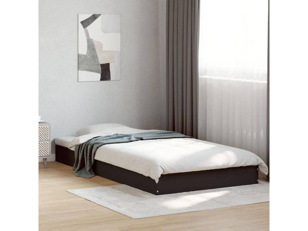 Black bed frame 90x190 cm engineered wood KGAY81891