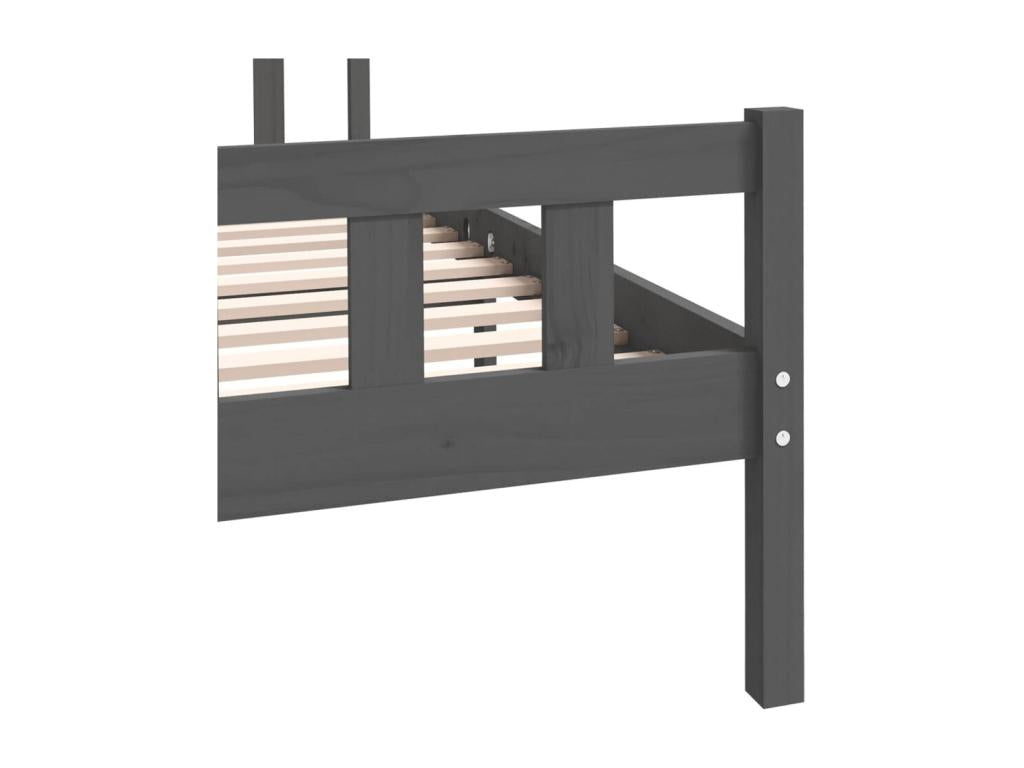 Bed frame without mattress gray solid wood 140x190 cm SWZP12211