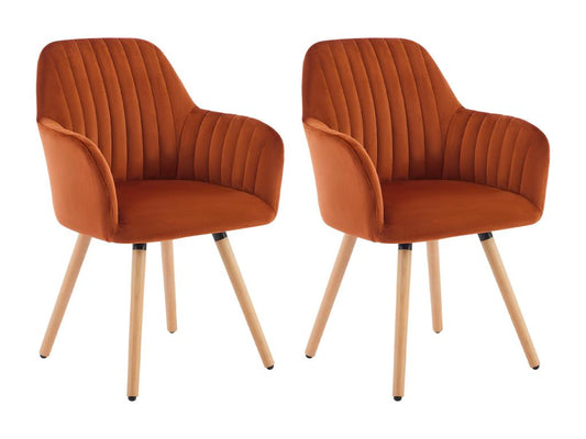 Set of 2 chairs with armrests in velvet and wood-effect metal - Ventoriq XGYX53799